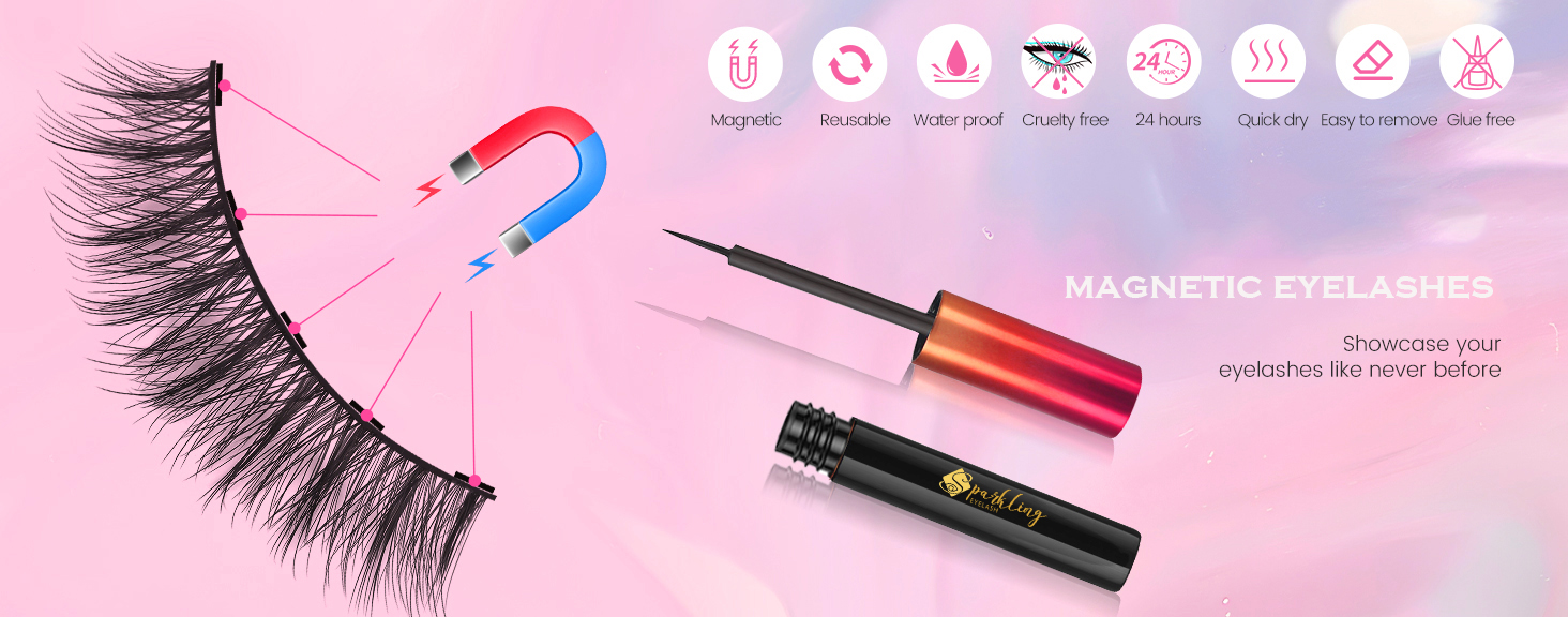 Získejte dokonalý glam vzhled se sadou magnetických řas Pingdu Sparkling Eyelash® 3D