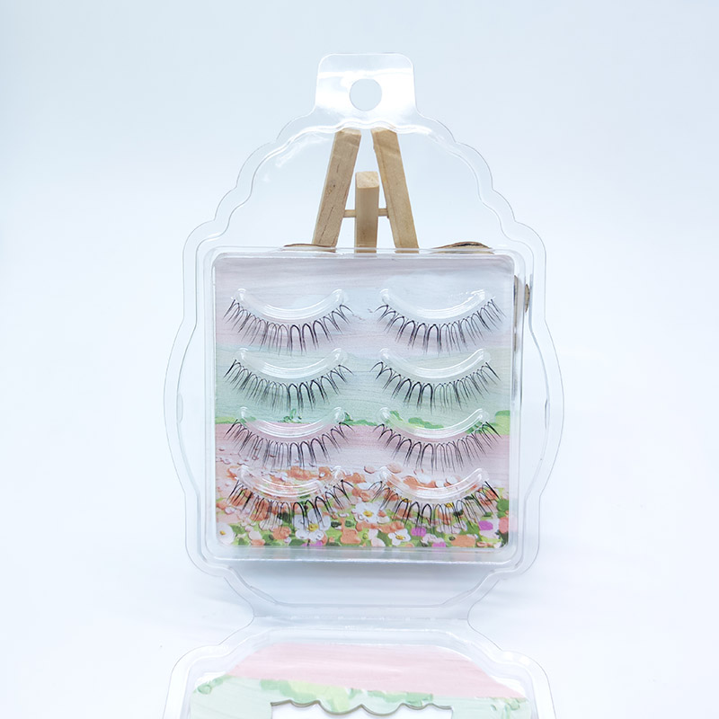 4 páry falešných řas Natural Look Strip Cross Clear Band 5-7mm Cross Eyelash JK1
